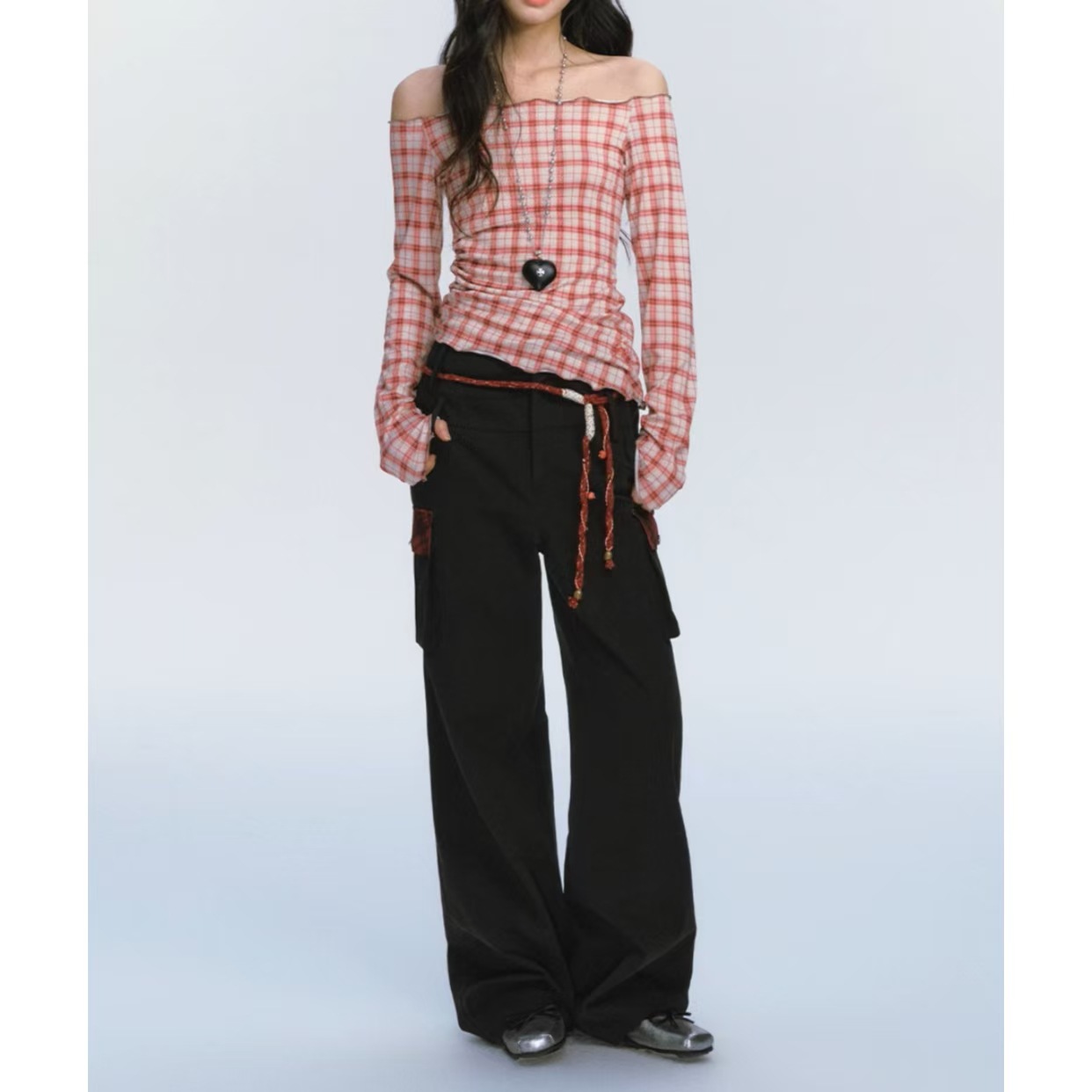 【Golden Snake Opens New】At Early Spring One-Looking Hot Girl with Long Sleeve Red Plaid Small Shirt for Women